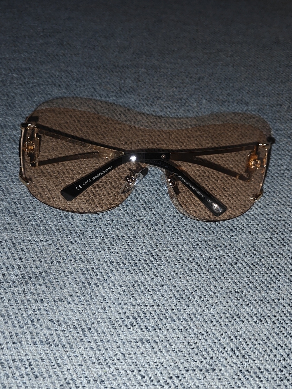 Oversized Brown Shield Sunglasses - Women Accessories